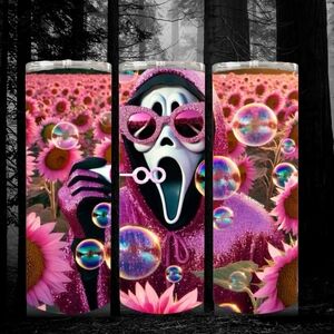 Made To Order Pink Glitter Scream 20 Oz Tumbler